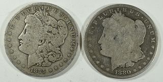1880 & 1885-O MORGAN DOLLARS LOW GRADE