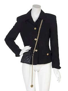 A Moschino Black Wool and 'Quilted Bag' Jacket,