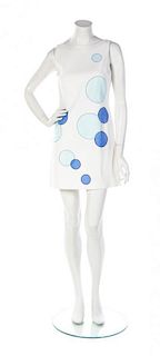 * A Moschino White and Blue Print Cotton Pique Dress. Size 6.