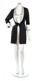 A Moschino Black and Ivory Jacquard 'Neglige' Dress, Size 8.