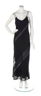 A Moschino Black Silk Slip Dress, Size 8.