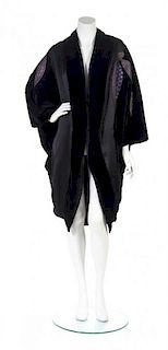 A Natori Black Velvet and Satin Quilted Kimono,
