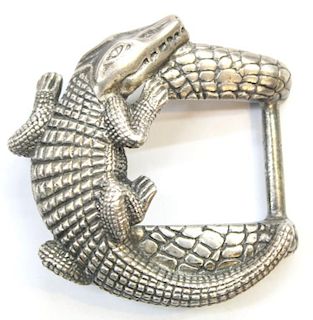 Jeff Deegan Sterling Silver Alligator Belt Buckle