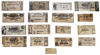 17 North Carolina Obsolete Bank Notes 