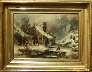 NP: 1875 Snow Scene with Blacksmith