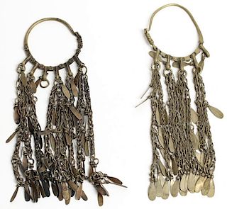 Pair of Tribal Metal Dangle Earrings