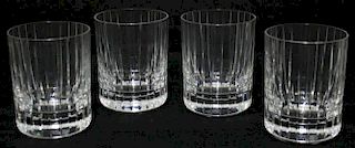 4 Baccarat Incised Lead Crystal Whiskey Glasses