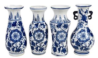 Four Chinese Porcelain Blue and White Vases