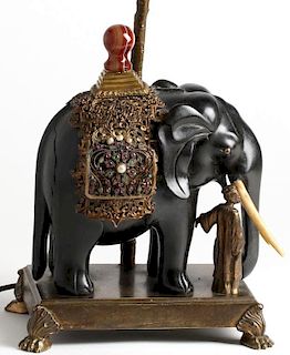 Rare Nicholas Haydon Orientalist Elephant Lamp