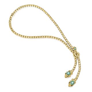 Lalaounis Turquoise Snake Lariat Necklace