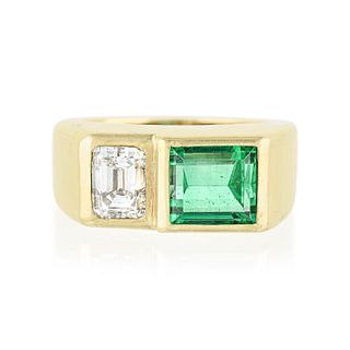 Poincot Colombian Emerald and Diamond Ring