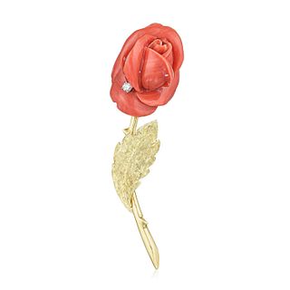 Van Cleef & Arpels Coral Rose Gold Brooch