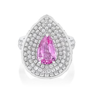 Pink Sapphire and Diamond Cocktail Ring