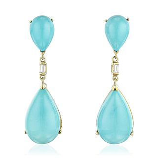 Cellino Turquoise and Diamond Drop Earrings