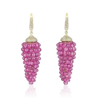 Ruby and Diamond Gold Earrings