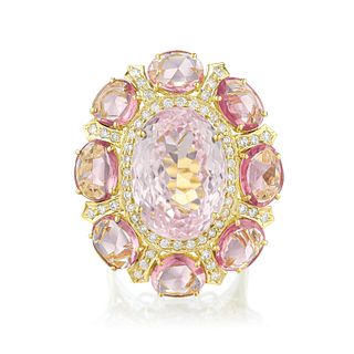 Kunzite Pink Sapphire and Diamond Cocktail Ring