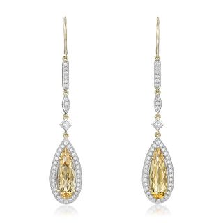 Imperial Topaz and Diamond Drop Earrings