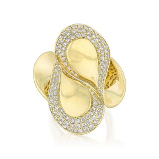 Diamond and Gold Swirl Ring