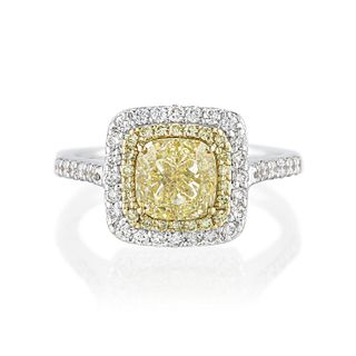 1.50-Carat Fancy Light Yellow and White Diamond Ring, GIA Certified