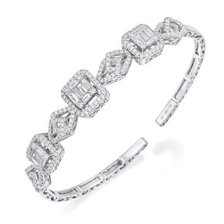 Geometric Design Diamond Bangle Bracelet