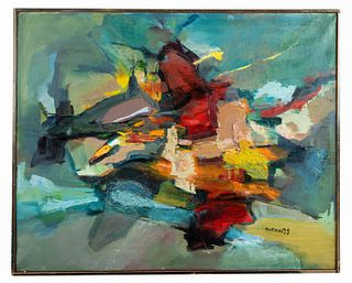 Betty E. Skolnikoff (1902 - 1998) Abstract Oil on Canvas