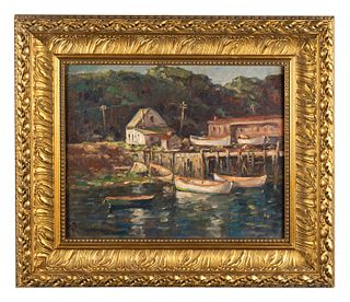 William F. Matthews (1878-1966), Connecticut Dockside, Low Tide
