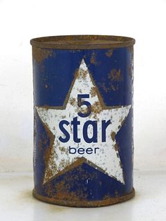 1958 5 Star Beer 10oz 64-21 Flat Top New York New York