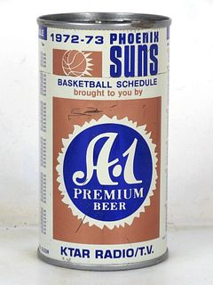 1972 A-1 Premium Beer 1972 Phoenix Suns Schedule 12oz T35-16 Bank Top Phoenix Arizona