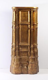 Antique Gothic Architectural Gilt Wood Pedestal