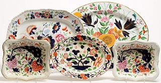 4 English Porcelain & Stone China Imari Platters