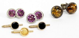3 Sets of Cufflinks & Studs, incl. Sterling Silver