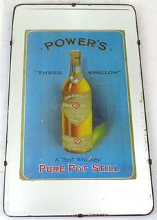 1900s Powers Pure Pot Still Whiskey Irish Pub Mirror