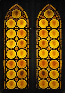 John La Farge, attrib., Pair of Arched Stained Glass Windows