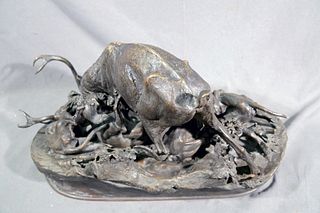 After Pierre Jule Mene Bronze Stag with Hunting Dogs