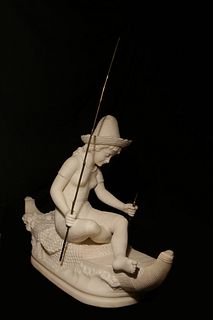 Manner of Antonio Frilli, Marble Sculpture of a Young Fisherwoman