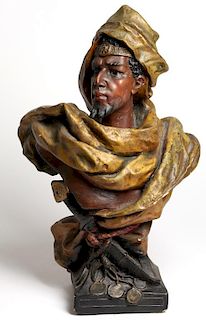 Vintage Cast & Painted Bust of a Nomadic Tribesman