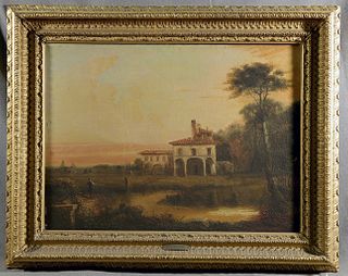 Alfred Jacob Miller attrib. Italian Villa, Oil on Canvas