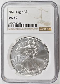 2020 AMERICAN SILVER EAGLE NGC MS70
