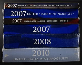(2) 2007, (1) 2008, (1) 2010 US PROOF SETS