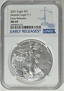 2021 AMERICAN SILVER EAGLE ER T1 NGC MS 69