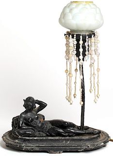Bronze Table Lamp with Reclining Belly Dancer