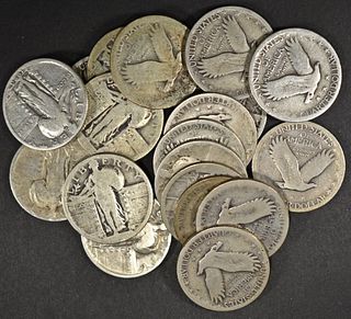 (19) MIXED DATE  90% SILVER STANDING  QUARTERS