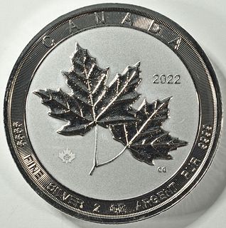 2022 2 OZ CANADIAN TWIN MAPLE LEAF .999 SILVER