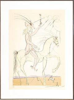 Salvador Dali (Spanish, 1904-1989) Etching In Colors On Paper, 1974, Cavalier A La Rose, H 25.5'' W 18.2''