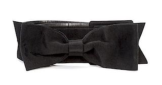 A Chanel Black Grosgrain Bow and Leather Belt.