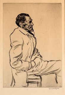 David Muirhead Bone (1876-1953) Joseph Conrad Listing to Music, 1923
