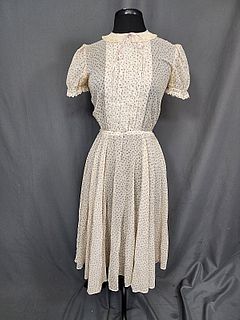 Vintage Cotton Dress with Lilac Flowers