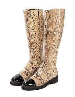 A Pair of Chanel Python Boots,