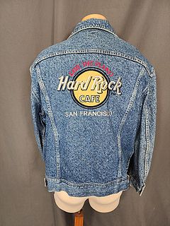 Vintage Mens Denim Hard Rock Café Jacket