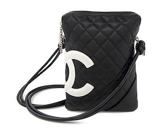 A Chanel Black Quilted Leather Cambon Bag, 10 x 7 x 1 1/2 inches.